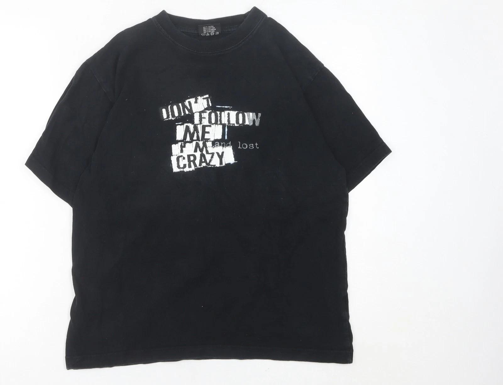 

Spirit Womens Black Graphic Cotton T-Shirt Size S Casual Funny Quote 3XL