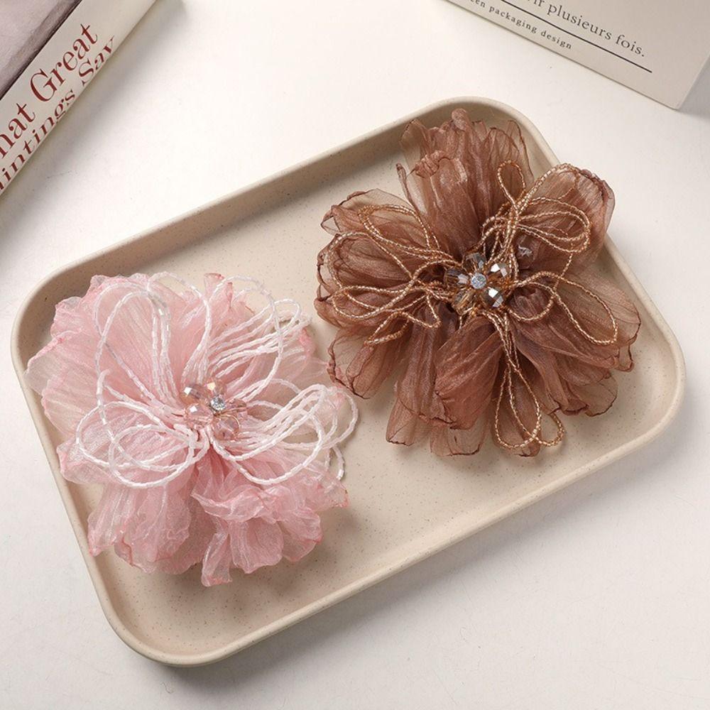 Organza Fabric Flower Patch Beaded Flower Flower Applique Clothing Decoration