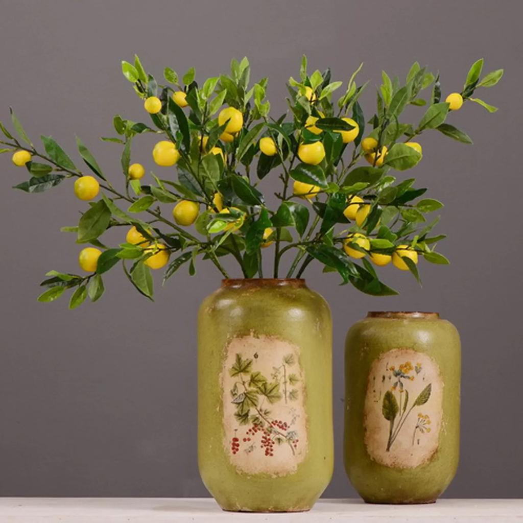 Artificial Lemon Yellow Berries Branch Wedding Home Party Decor Simulation Flower Arrangement LemonTree Decor Imitation Plants