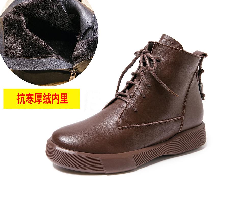 

Кожаные женские ботинки 2025 осень и зима женская обувь повседневный британский стиль ботинки Мартин ботинки с боковой молнией женские короткие ботинки 41