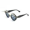 European and American cyberpunk-style, quirky, and unique glasses; rivet-adorned party glasses; trendy round-frame sunglasses