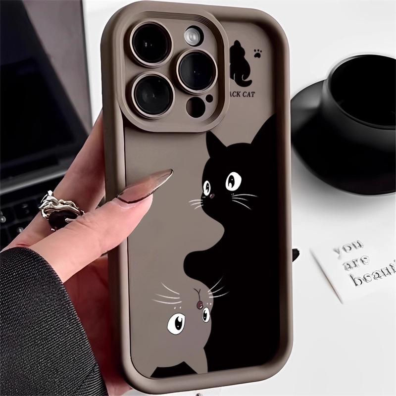 Couple personalized cat suitable for Apple 16promax mobile phone case iPhone17 cartoon 13 pro silicone soft case