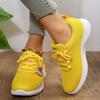 Summer Platform Casual Knitted Sneakers Women's Lace-up Rainbow Low-top Running Shoes Single Shoes