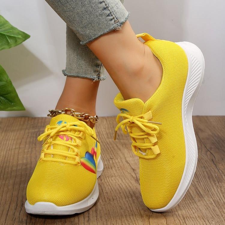 Summer platform casual knitted sneakers women's lace-up rainbow low-top running shoes single shoes