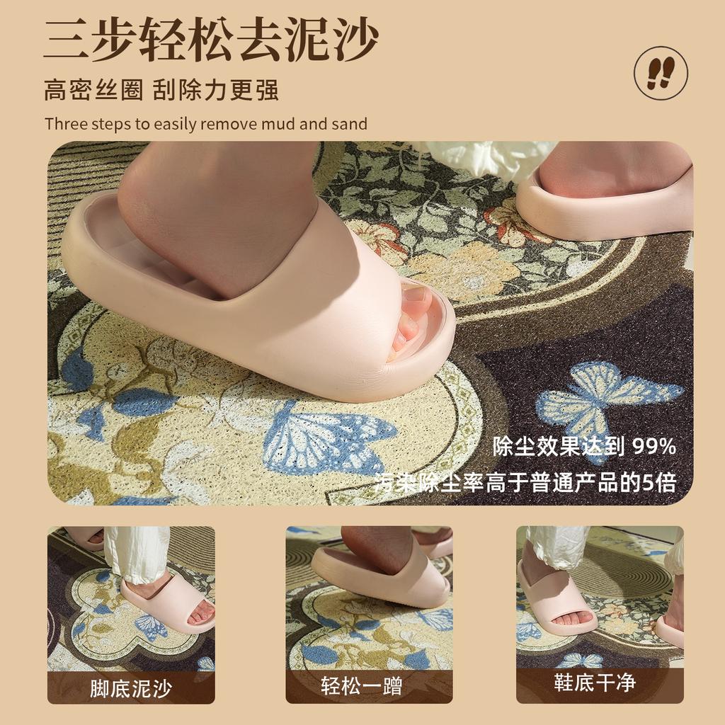 New Chinese-Style Door Floor Mat, Dirt-Resistant And Wear-Resistant Silk Ring Floor Mat Can Be Cut, And The Door Scraping Mud Foot Pad Rubs The Land .