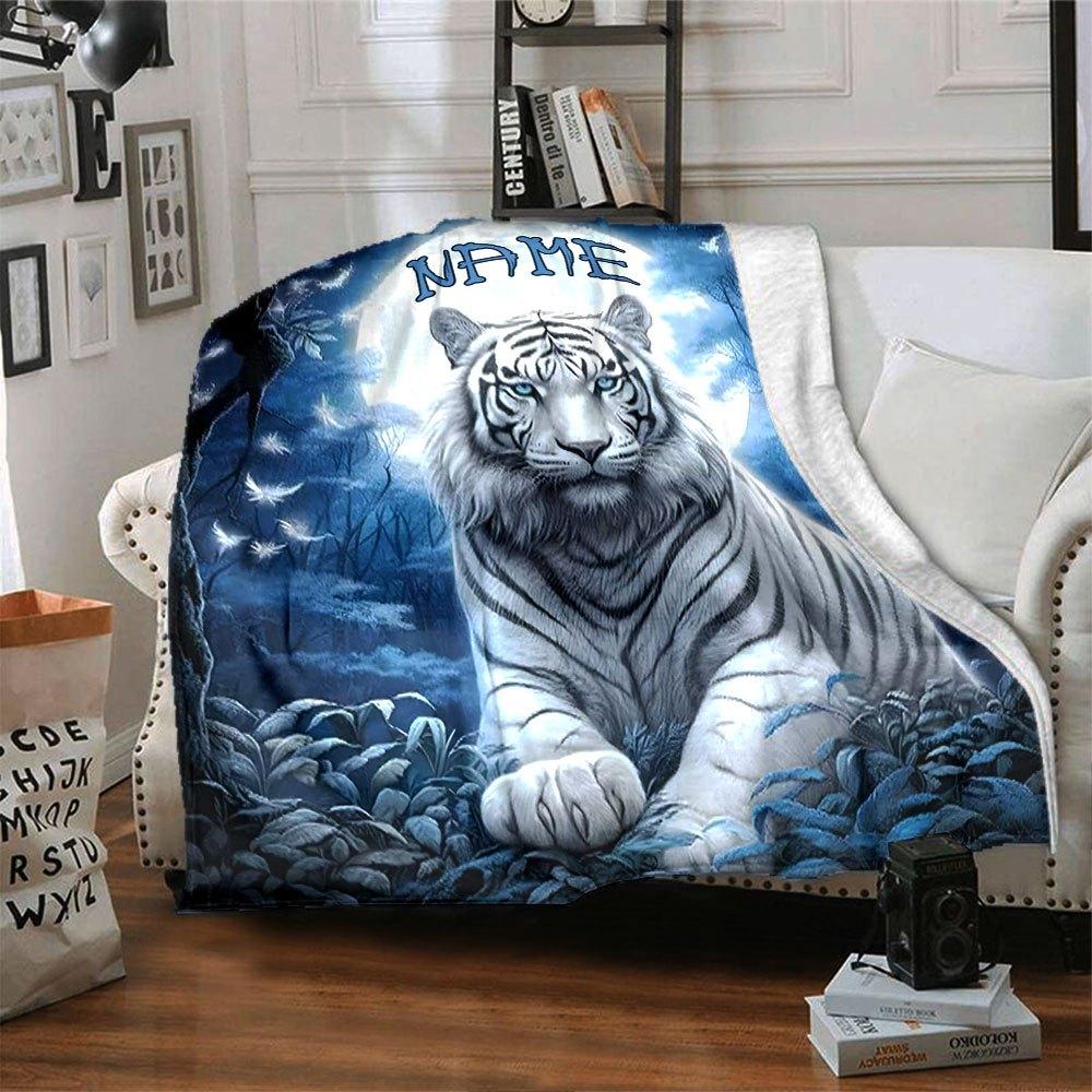 White Tiger Forest Moonlight Home Custom Blanket Soft Comfortable And Light Suitable For Picnics Sofa Rest And Also An Ideal Gift For Friends And