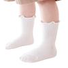 1 Pair Baby Girls Scallop Top Socks Spring Autumn Mid-Calf Princess Socks Sweat-absorbent Cute Cotton Socks for Toddlers