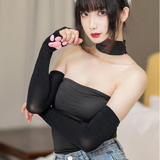 1Pair Cat Claw Sun Protection Sleeves Women Girls Cute Fingerless Cat Paw Pawpads Gloves Lolita Cosplay Halloween Party Mittens