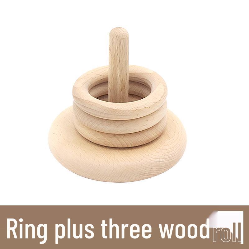 Infant Soothing Wooden Rattle Toy Set: Hand-Shaking Bell, Cage, and Baby Grip Car