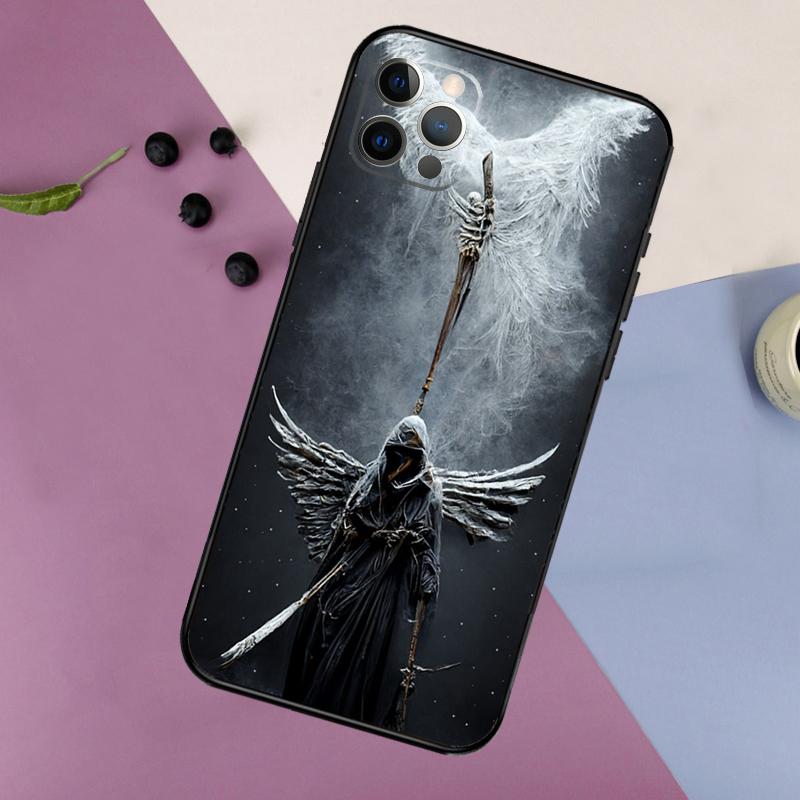 Death Grim Reaper Skull Phone Case For iPhone 16 15 14 13 12 11 17 Pro Max 13 mini 16 Plus 16e 17 Air Bumper Cover