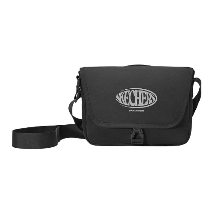 New Skechers Fabric Messenger Bag Shoulder Bag Unisex Carbon Black L125U059-0018