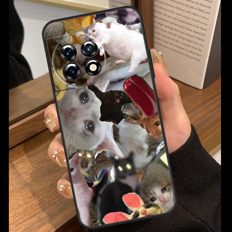 Crying Cat Memes Case For OnePlus 15 13R 13 13T 12R 12 11 10 10R 10T Nord CE 4 3 2 Lite N20 N30 Nord 5 Funda