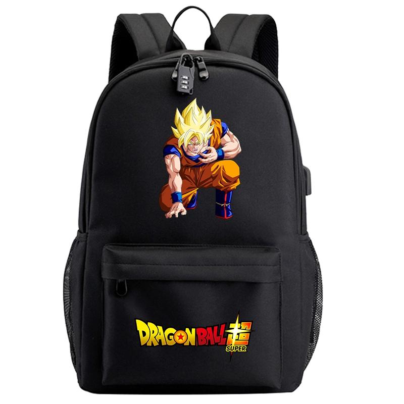 Anime Dragon Ball Black Usb Backpack for Teenager Girl Boy Back To Schoolbag Laptop Bag Daily Book Bag Men Women with Lightweight Bagpack Mochila