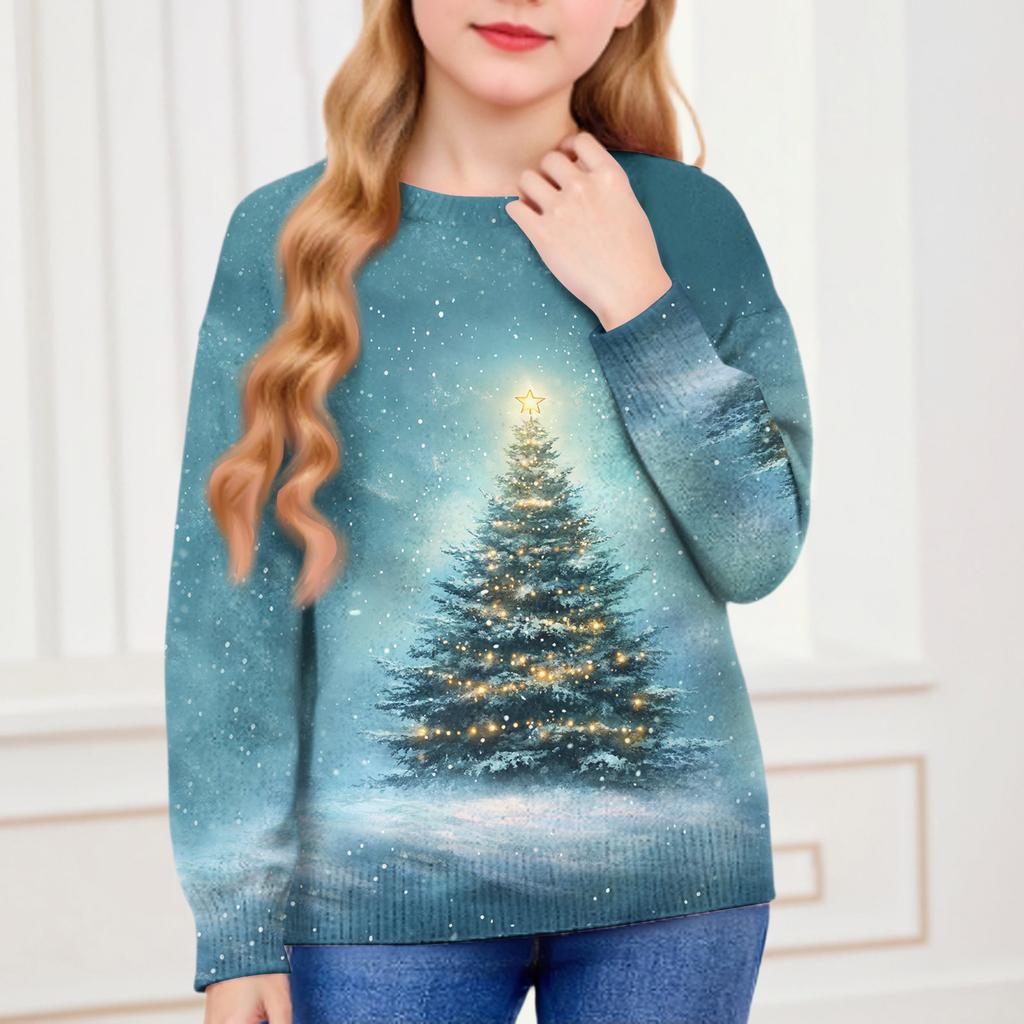 Christmas Day Sweatshirts For Children Boys And Girls Knit Sweater Cute Shirt Fall Crewneck Pullover Tops