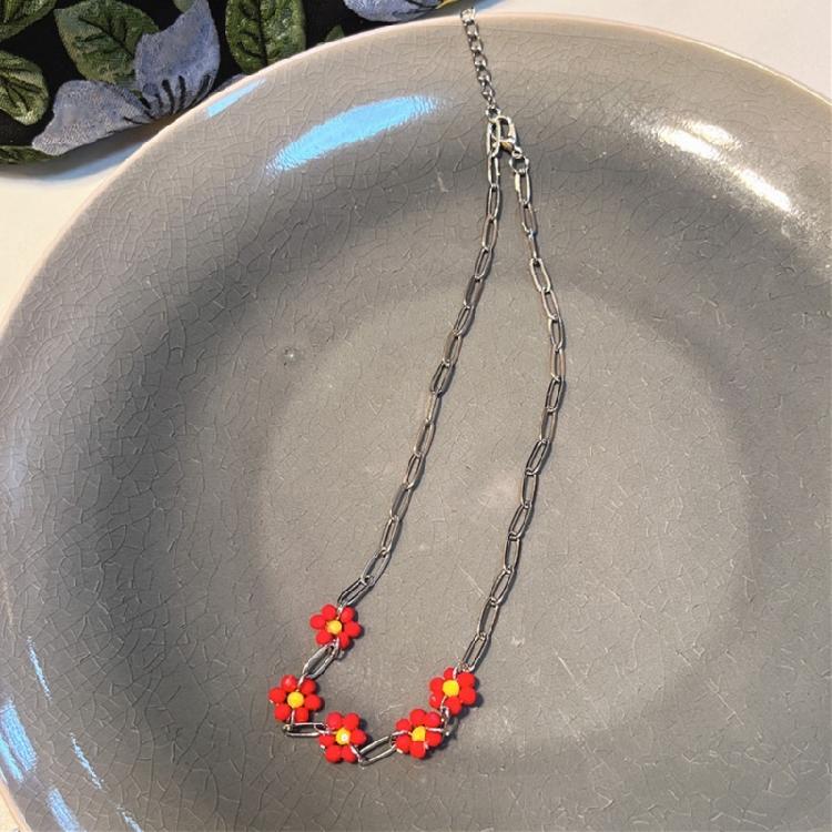 Simple Daisy Flower Charm Necklace Sweet Cool Choker Metal Chain Clavicle Chain