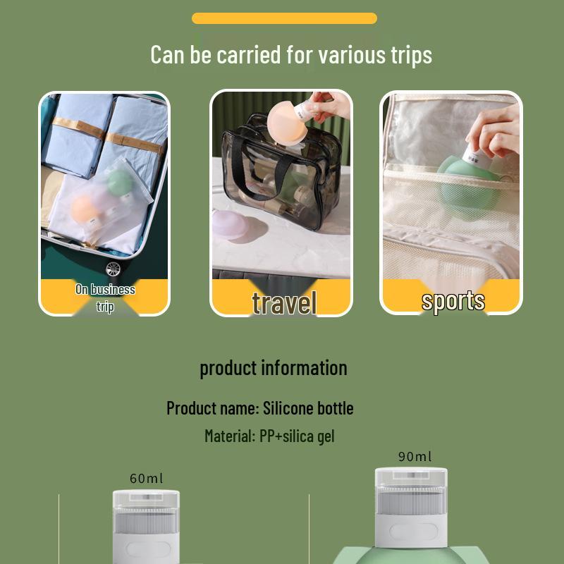 Travel Bottles Set: Shampoo, Shower Gel, Lotion, Skincare, and Makeup Remover – Portable and Refillable.