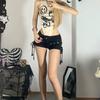 Bandage Denim Shorts Women American Retro Harajuku Streetwear Punk Gothic Student Shorts Spring Summer