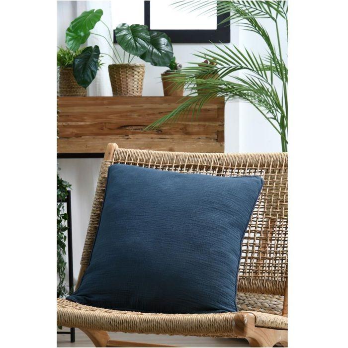 Coussin en gaze de coton 45 x 45 cm Pop color bleu marine