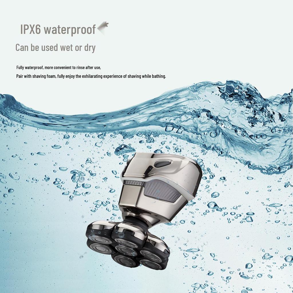 Aparat de ras electric 7D multifuncțional, lavabil, cu șapte capete