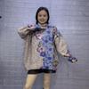 Blue Rhinestone Flower Stand Collar Sweater - Women's Plus Size, Long Sleeve, Thick Knit, 2024 Autumn/Winter Collection