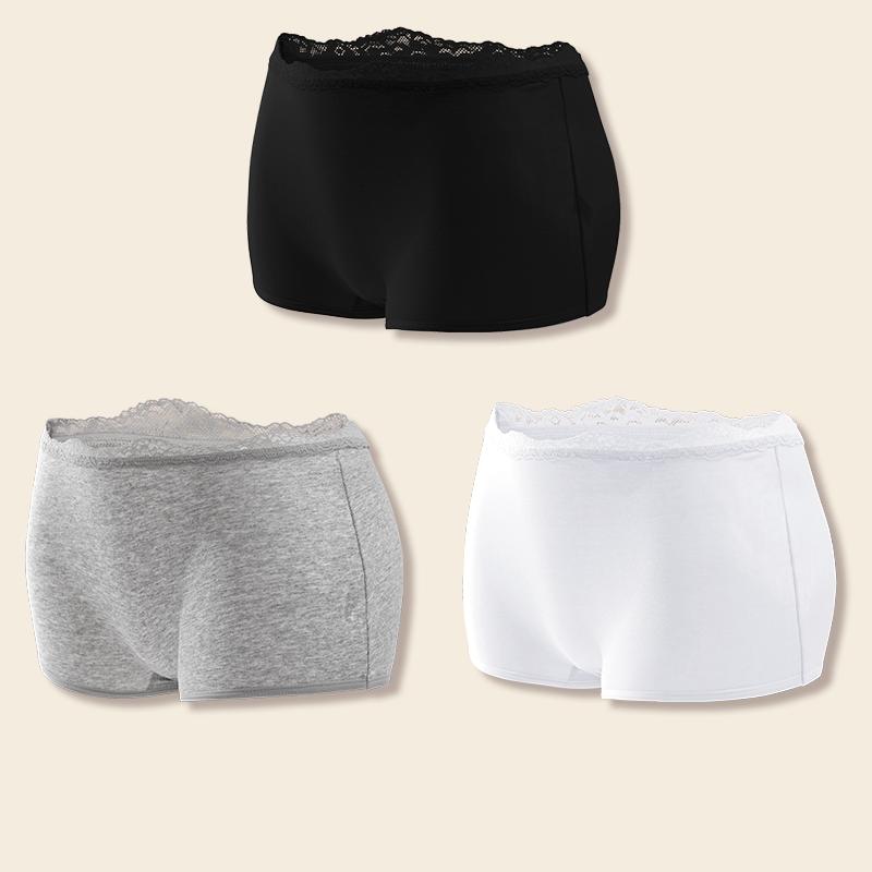 3Pcs Women's Cotton Boxers Panties Seamless Lace Satin Underwear Female Briefs Cozy Lingerie Sports Intimate Underpants S-XXL