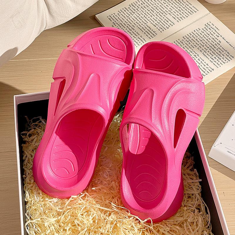 Thick bottom high heel cm muffin eva one-word drag trendy cool slippers women step on shit feeling soft bottom foreign trade wholesale