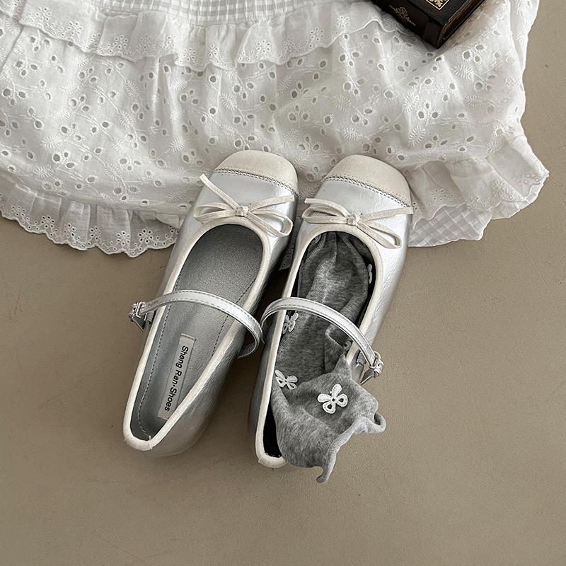 

Модные Роскошные Атласные Шелковые Туфли Мэри Джейн Женские Элегантные С Квадратным Носком и Бантом Балетки Женские Дизайн с Цветовым Контрастом Мелкие Лоферы 40