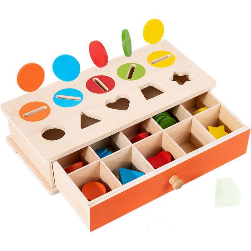 Montessori Early Education Coin Box: Shape and Color Recognition Blocks for Toddlers