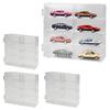 Set of 4 Miniature Car Collection Cases, Large Capacity, Display and Storage, 8 Compartments, Landscape Orientation, Clear