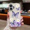 Butterflies Flowers Phone Case For iPhone 16 15 Pro Max 16e 15 14 Plus 13 12 Pro Max 11 Shockproof Leather Texture Soft Colourful Cover