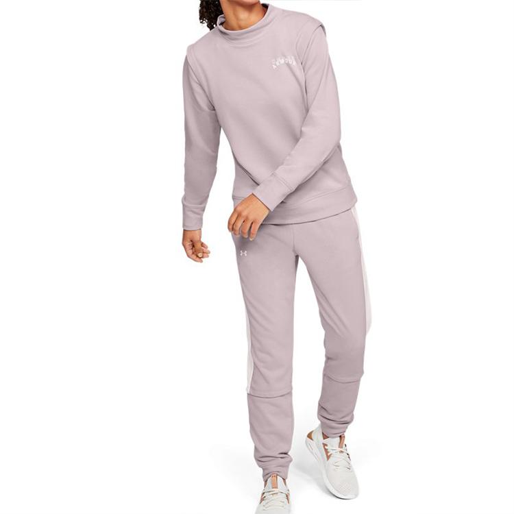 Under Armour Rival Terry Solid Stand Collar Sweatshirt Women Sweatshirt Pink 1355528-667