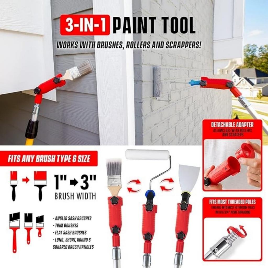 Multi-Angle Paint Brush Extender - High Ceiling Paint Edger Tool, Extension Pole Attachments