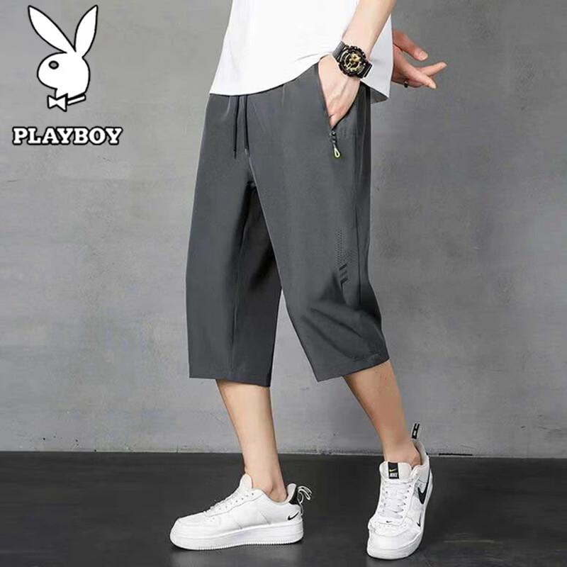 PLAYBOY Men s Summer Ice-Feel Breathable Sport Capris 4XL
