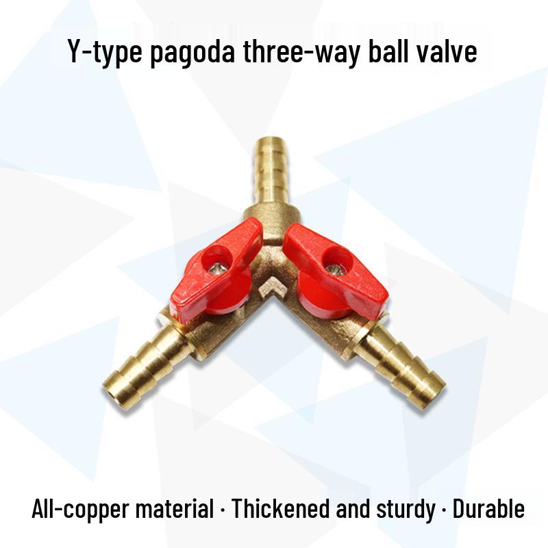 Gas Y-Type Three-Way Valve, 10mm Pipe Distribution Switch, Liquefied Gas Barb Tip Valve