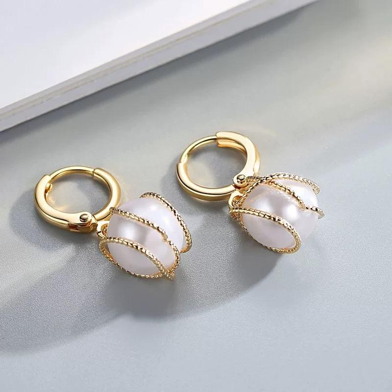 

Дизайнерские металлические серьги-кольца с цепочкой, шпагатом и круглым жемчугом для женщин, элегантные серьги-украшения