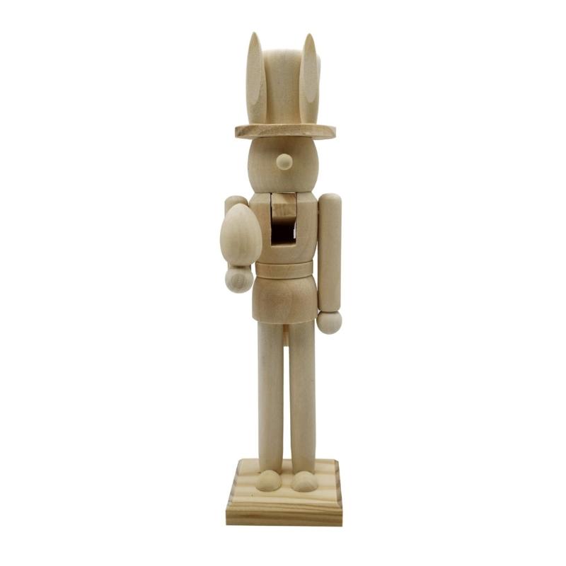 Wooden Nutcrackers Unpainted Easter Wooden Nutcrackers Paintable Nutcrackers Figures for Art Project Ornament Decoration