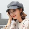 Solid Color British Berets Ear Protection Artist Hat Elegant Woolen Octagonal Hat  Girl