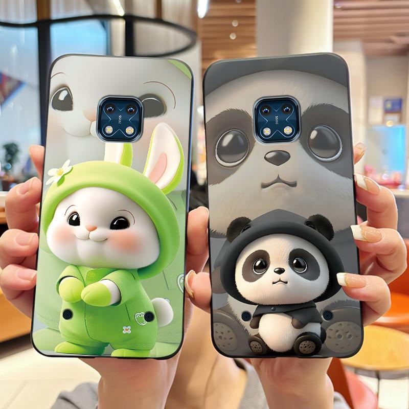 Jelly Color Simple Black Case For Nokia XR20 Popular Little Girl Viral Lucky Pattern Shell With Shockproof Bumper Soft Cover
