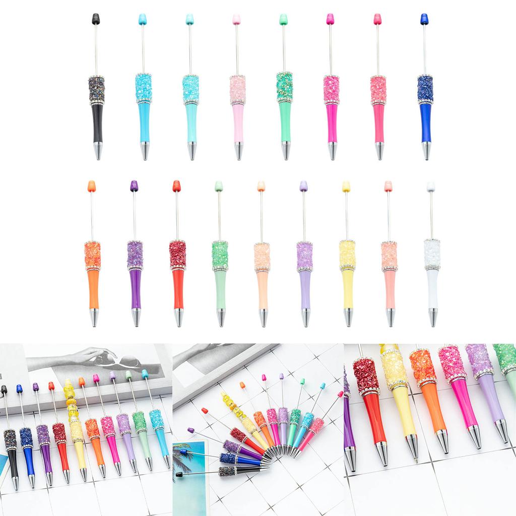 6Pcs Rhinestone Bead Ballpoint Pens Retractable Ballpoint Pen Write Smoothly Novelty Writing Pen for Student Game Reward