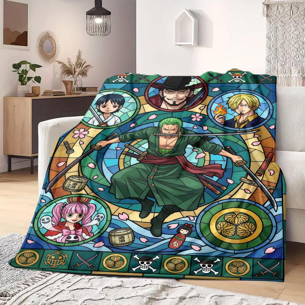 OnePiece Anime Print Blanket Warm Comfortable Flannel Blanket Suitable for Bedrooms, Sofas, Beds, Chairs, Picnics, Travel