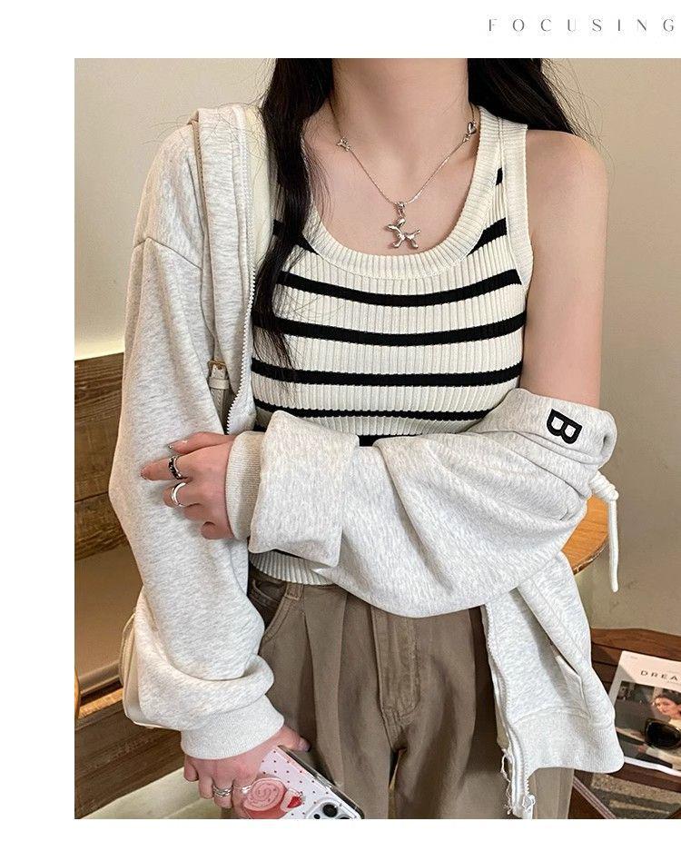 Women's Striped Knit Tank Top - 2024 Summer Slimming Style