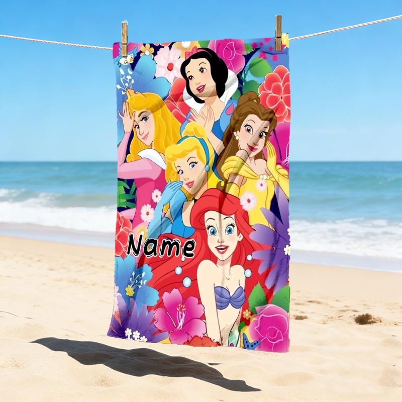 Custom Name Princess Party Stylish Digital Printing Beach Towel Quick‑Drying Absorbent Blanket for Beach Pool Gym Travel