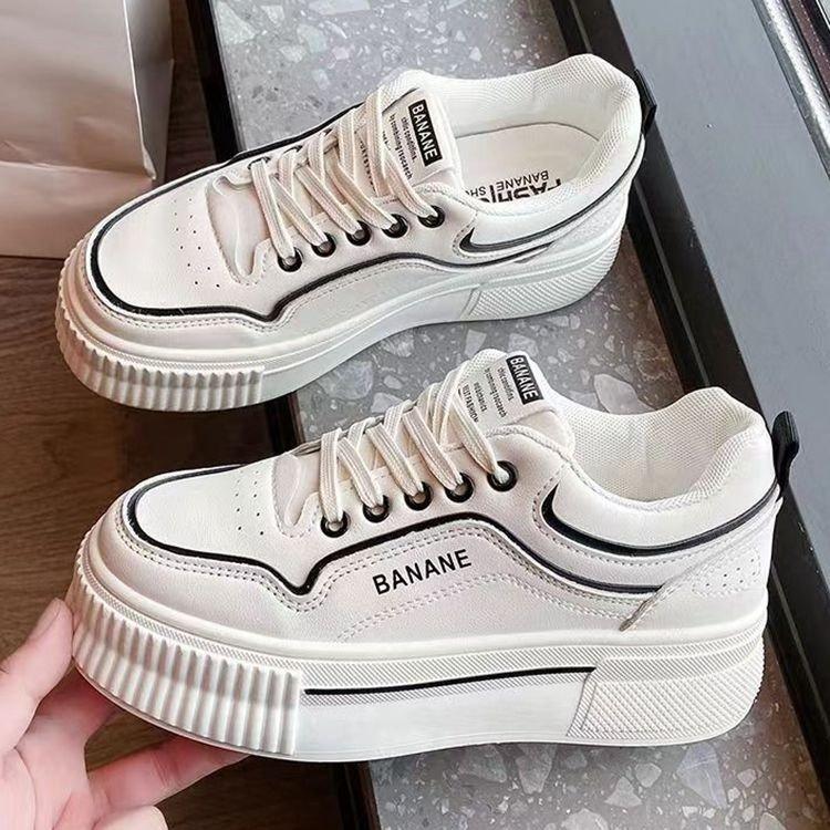 High leather thick-soled little white shoes for women 2025 spring new casual versatile thick-soled muffin Korean version trendy women