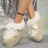 Fashion 2025 Fashion Bow Fluffy Snow Boots Women Thick Sole Faux Fur Winter Boots Woman Non Slip Thick Plush Platform Ankle Botas Mujer
