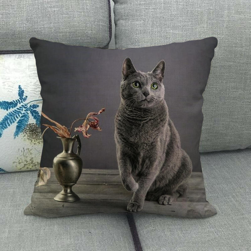 Fashionable cats and cute pet animals Digital printing short plush pillow covers for car sofa office cushion cover home goods