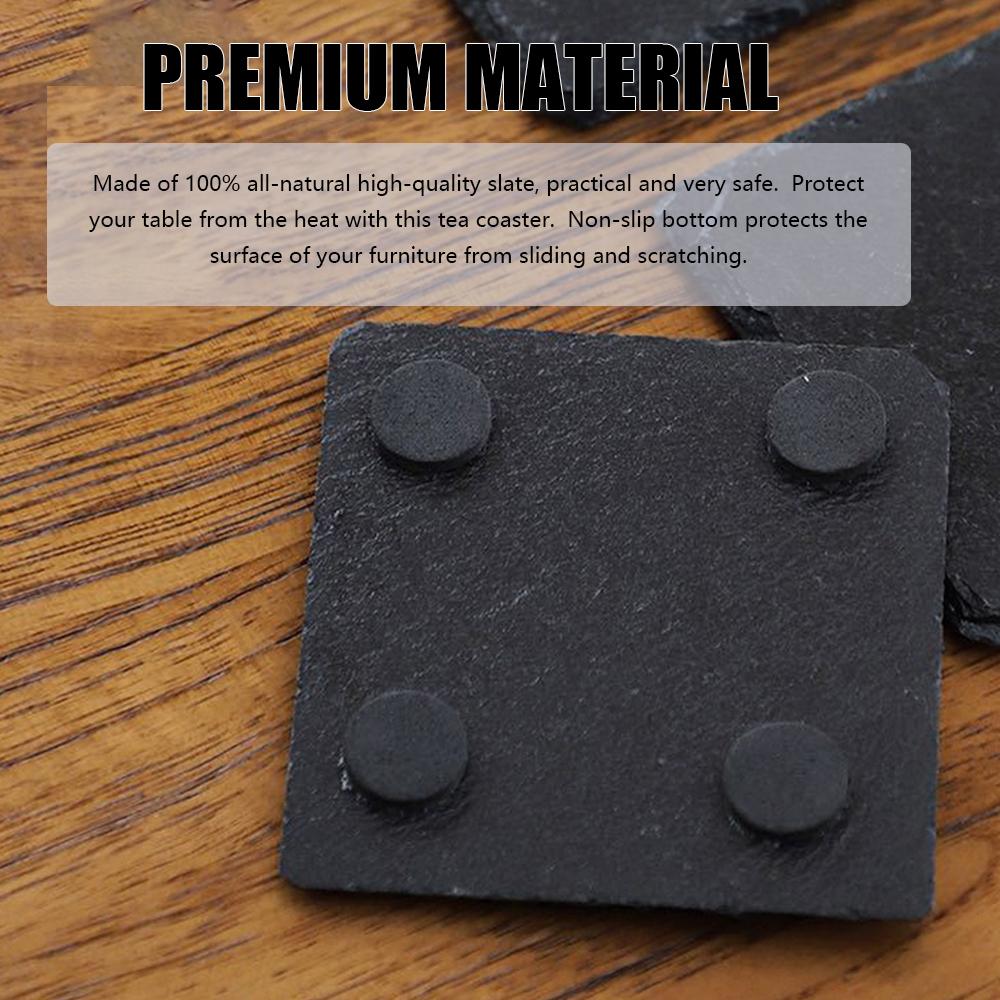 

10 шт. Подставки под напитки из натурального сланца, круглые, черные, каменные, изоляционные, подставки под чашки для кофейного столика, дома, кухни, бара чёрный