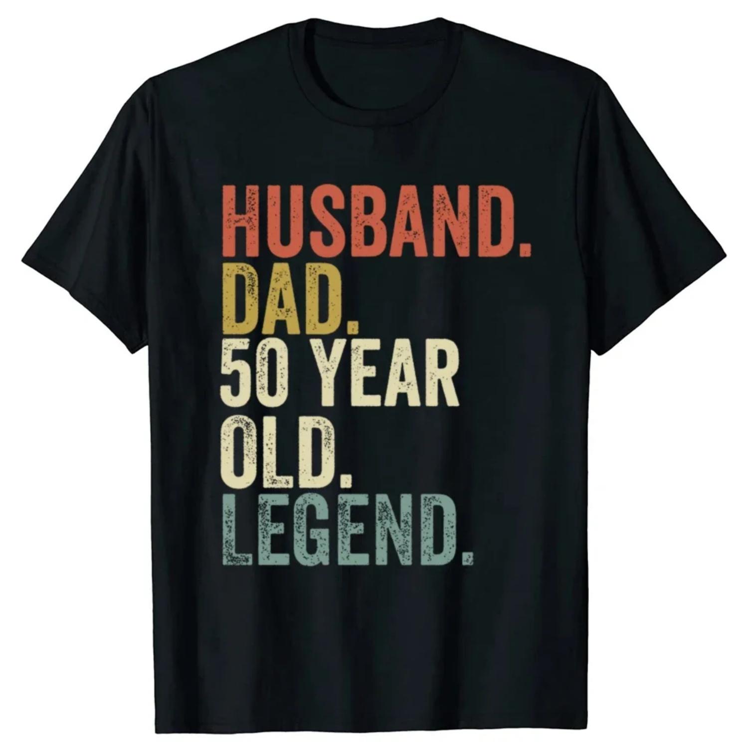 

1975 Husband T-shirts Funny 50th Birthday for Men Vintage Dad Born in Men Fashion Tshirt 100% Cotton Loose Oversized T Shirt XXXXXL різнокольоровий