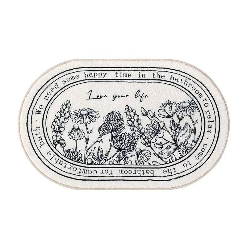 French Retro Bathroom Floor Mats, Bathroom Entrance Door Mats, Bathroom Toilet Absorbent Floor Mats, Home Decoration