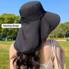 UPF50+ Womens Sun Hat Summer Ponytail Opening Wide Brim Foldable Travel Beach Fishermans Hat for Outdoor Activities