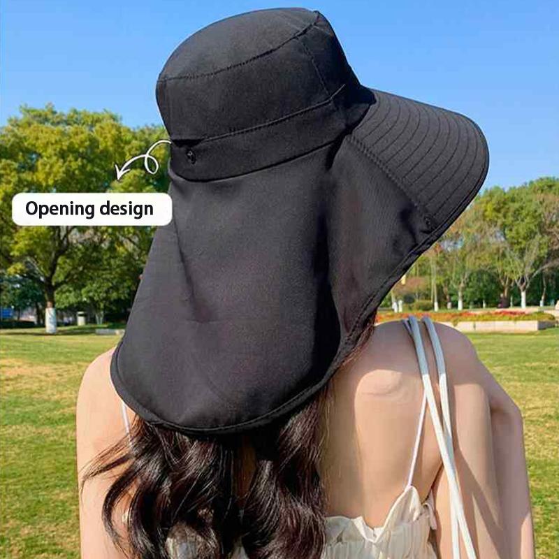 UPF50+ Womens Sun Hat Summer Ponytail Opening Wide Brim Foldable Travel Beach Fishermans Hat for Outdoor Activities